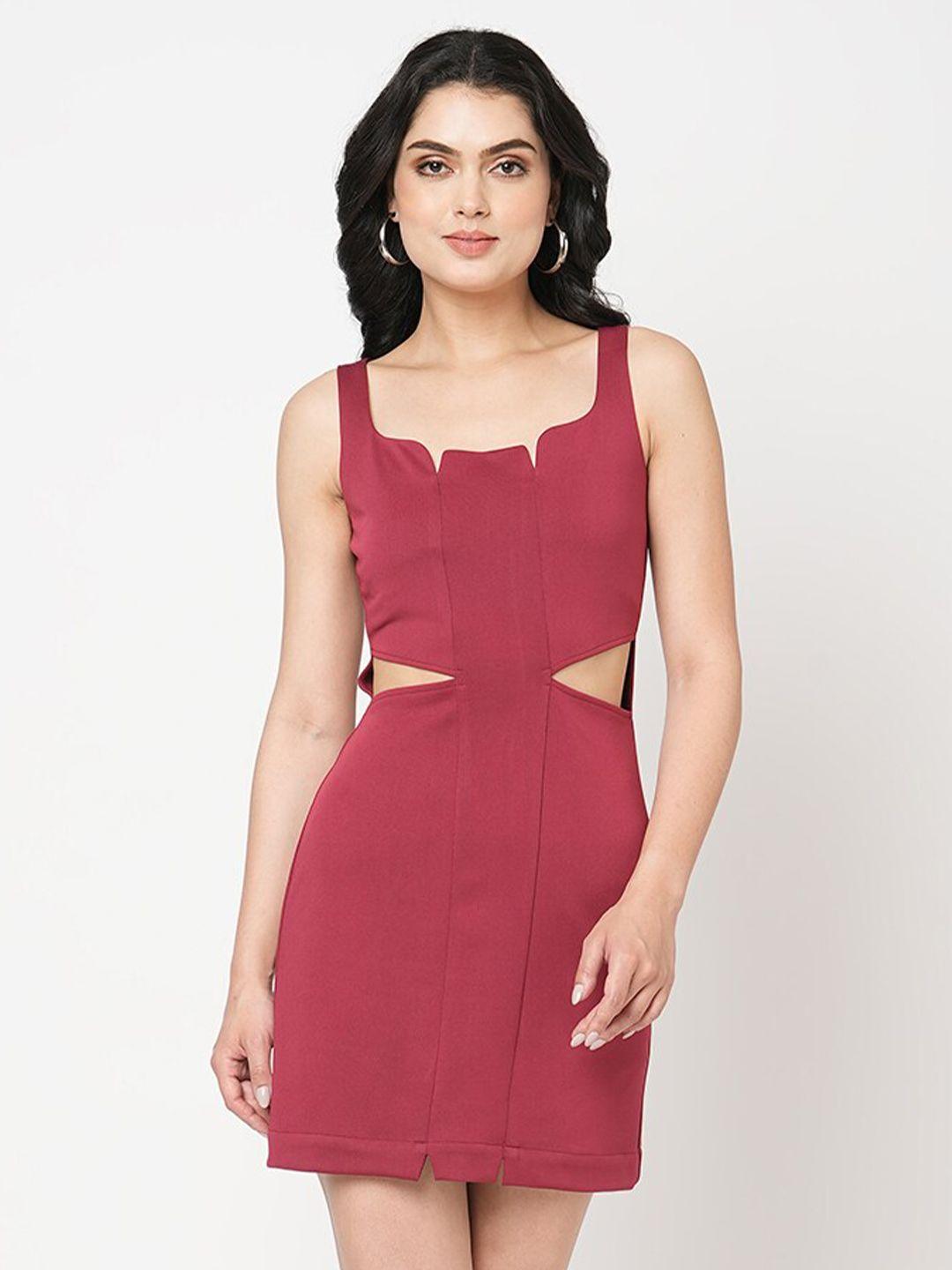 mish maroon scuba sheath dress