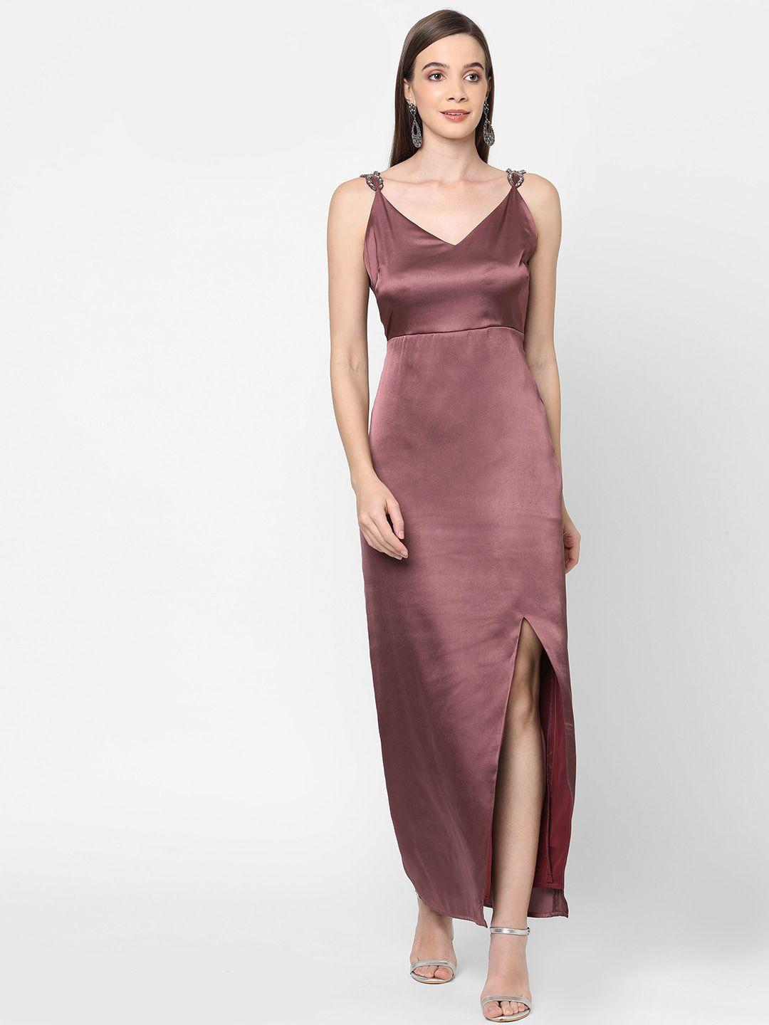 mish mauve satin maxi dress