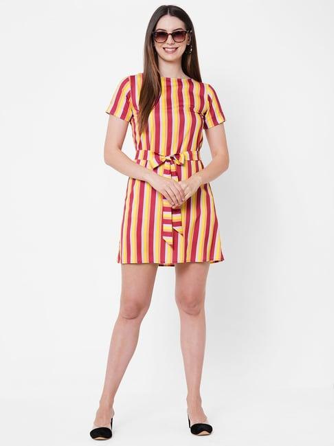 mish multicolor striped a line dress