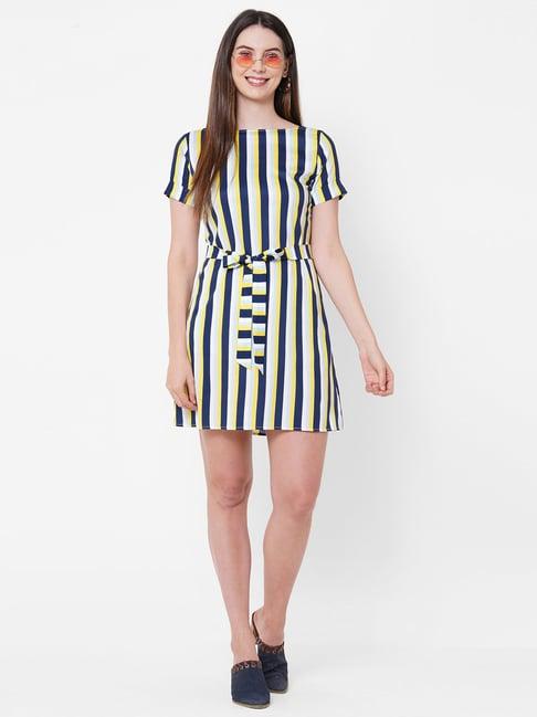 mish multicolor striped a line dress