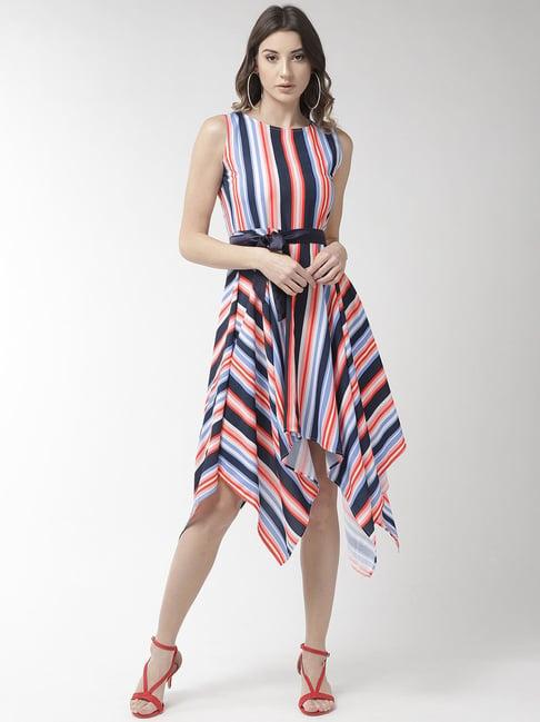 mish multicolor striped high low dress