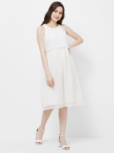 mish off white fit & flare dress