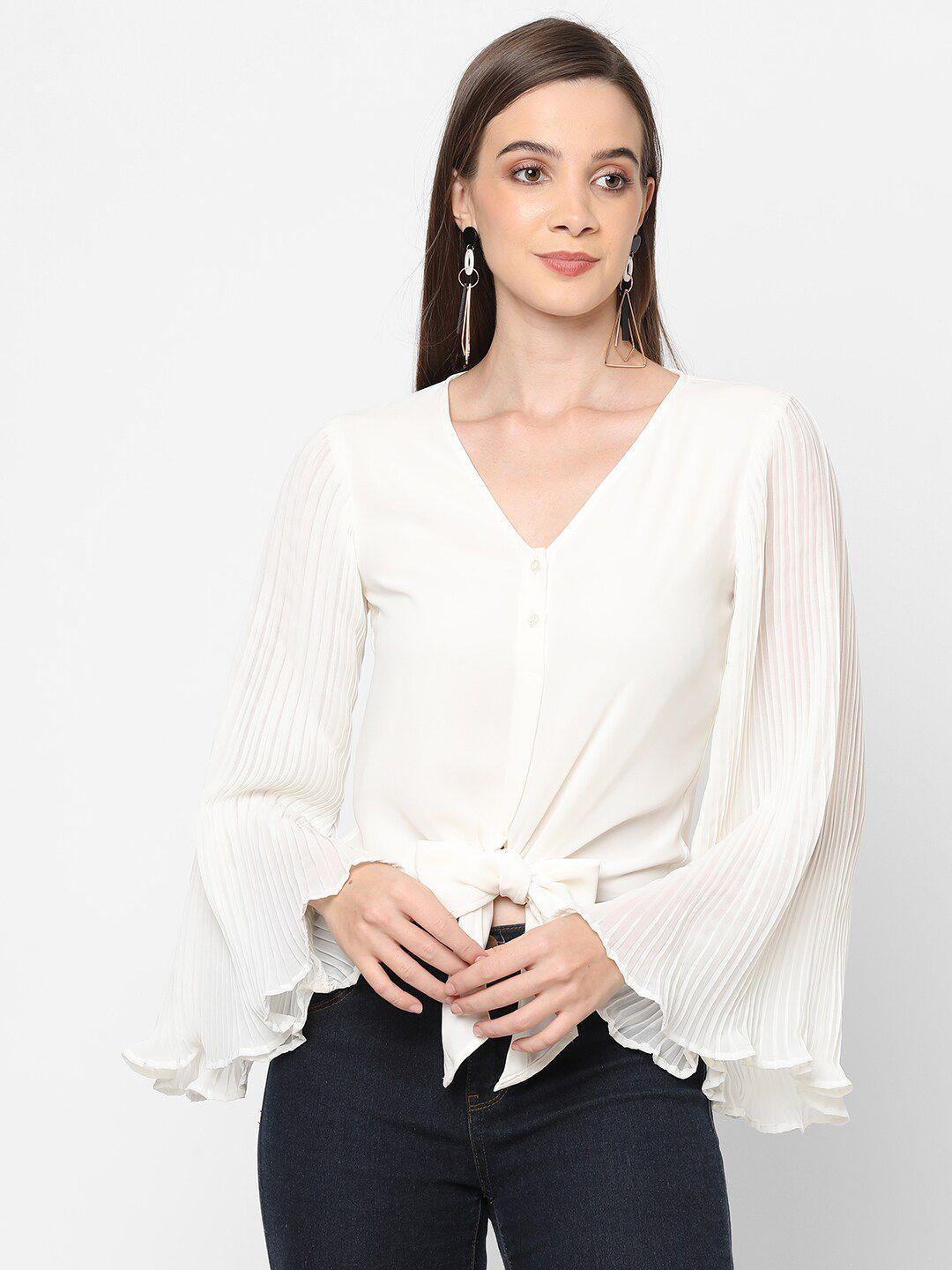 mish off white georgette regular top