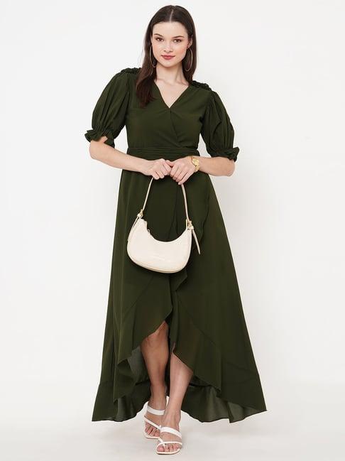 mish olive wrap dress