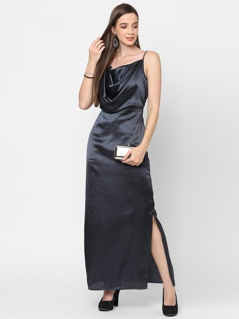 mish pewter cowl neck maxi dress