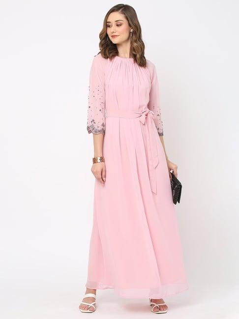 mish pink embellished maxi dress