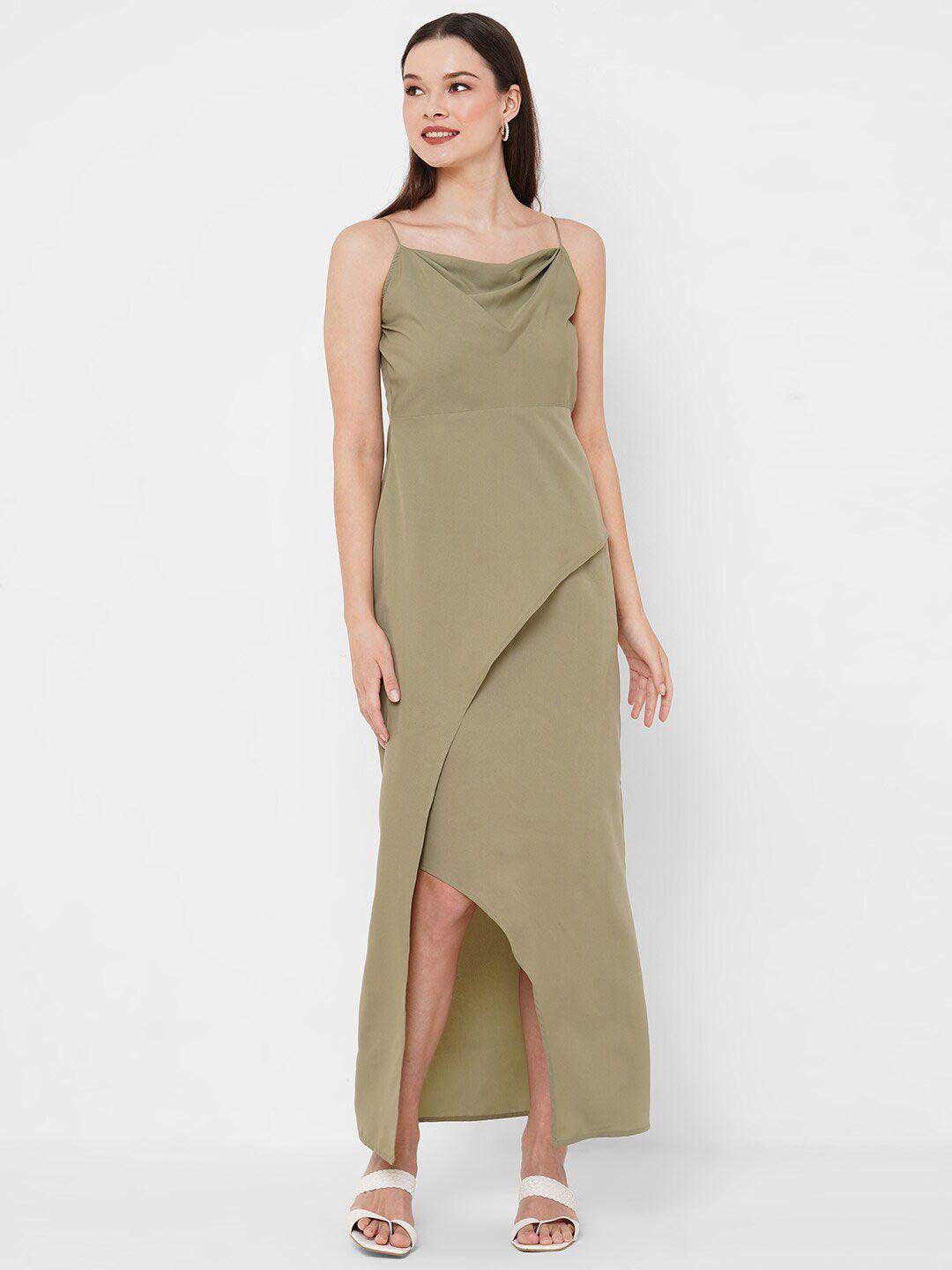 mish sea green cowl neck a-line maxi dress