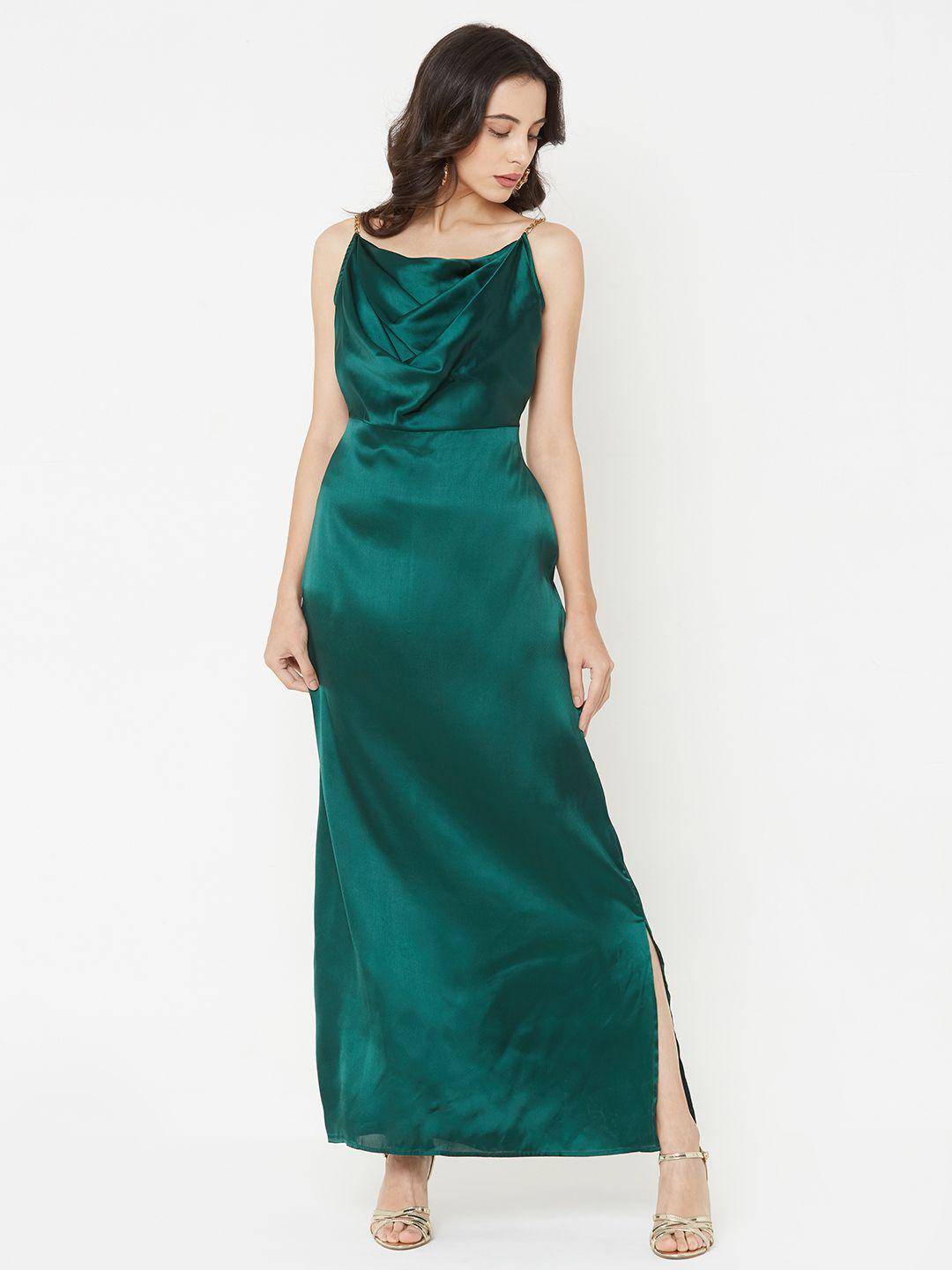 mish teal green satin maxi dress