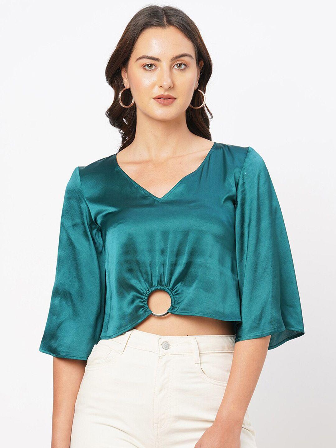 mish v neck flared sleeves crop top