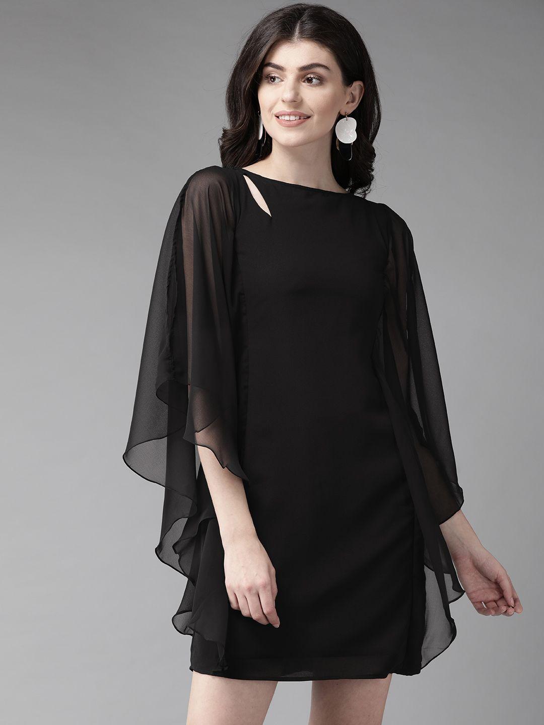 mish women black solid kaftan dress