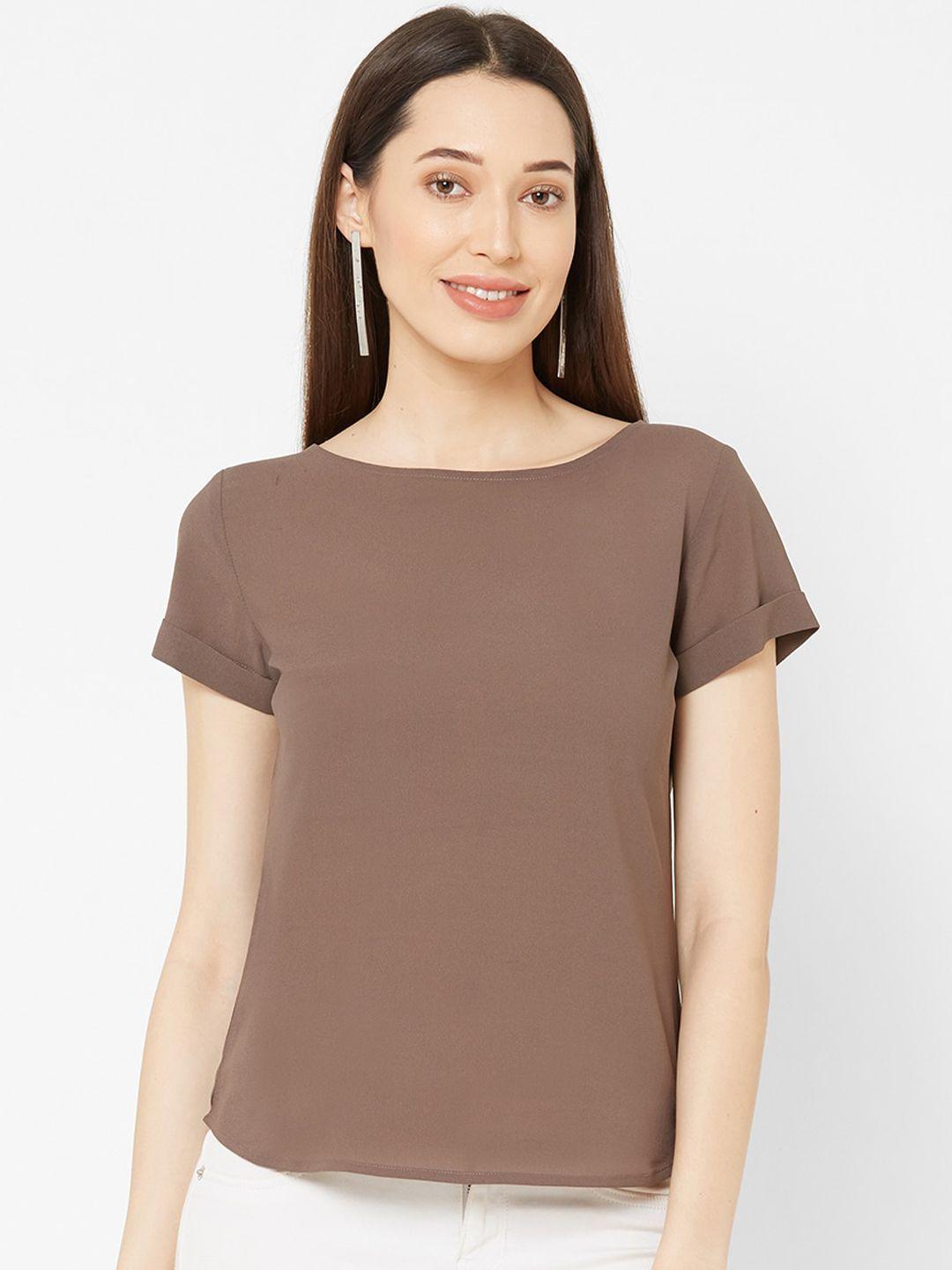 mish women brown solid top