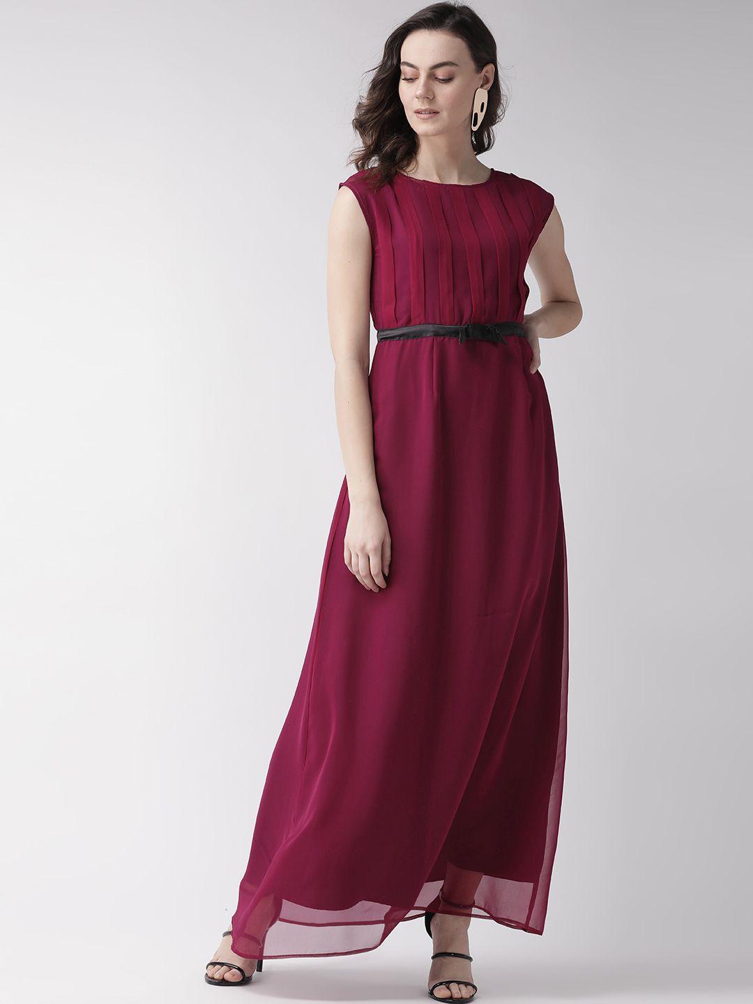 mish women magenta solid maxi dress