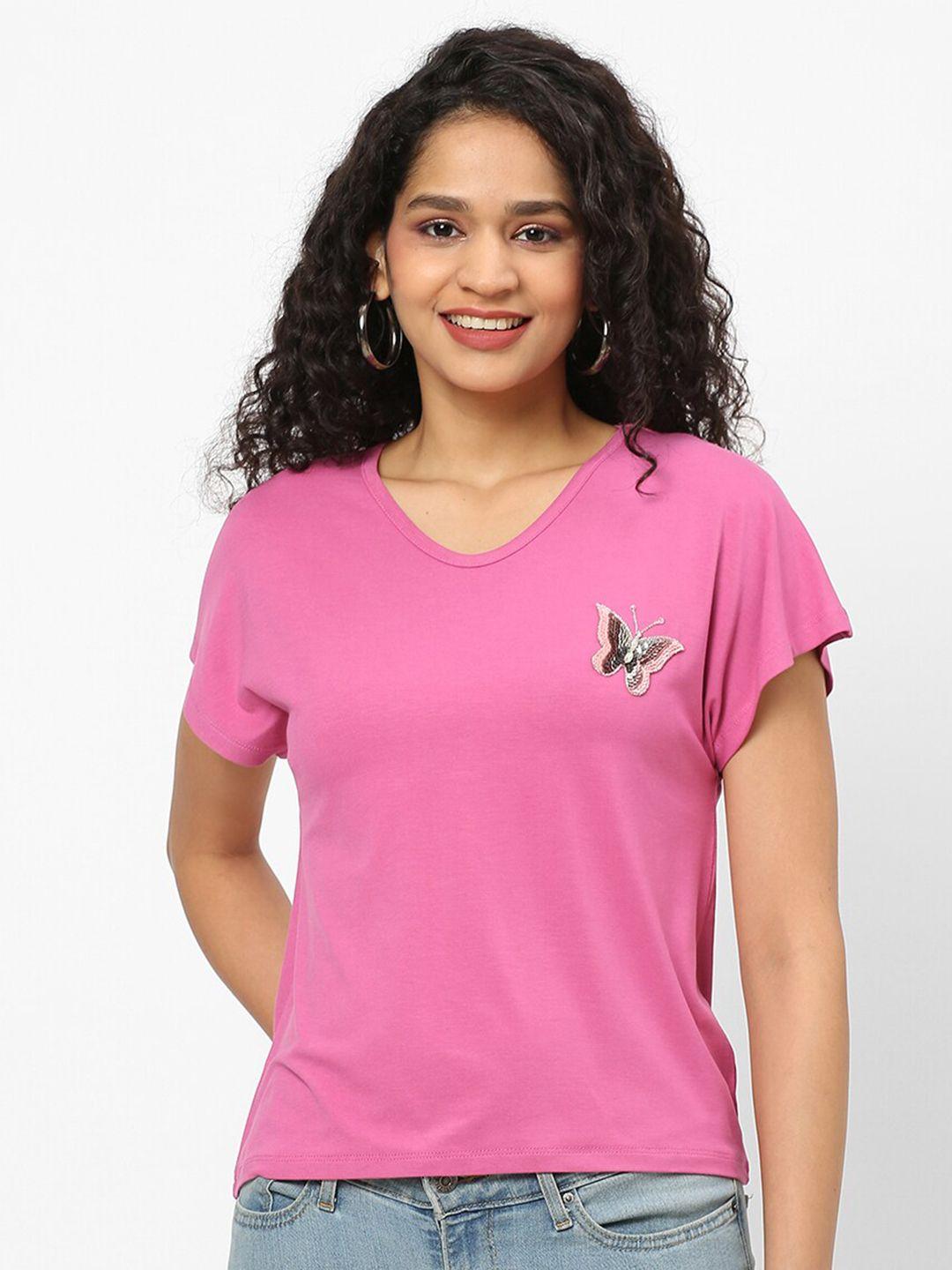 mish women pink v-neck t-shirt