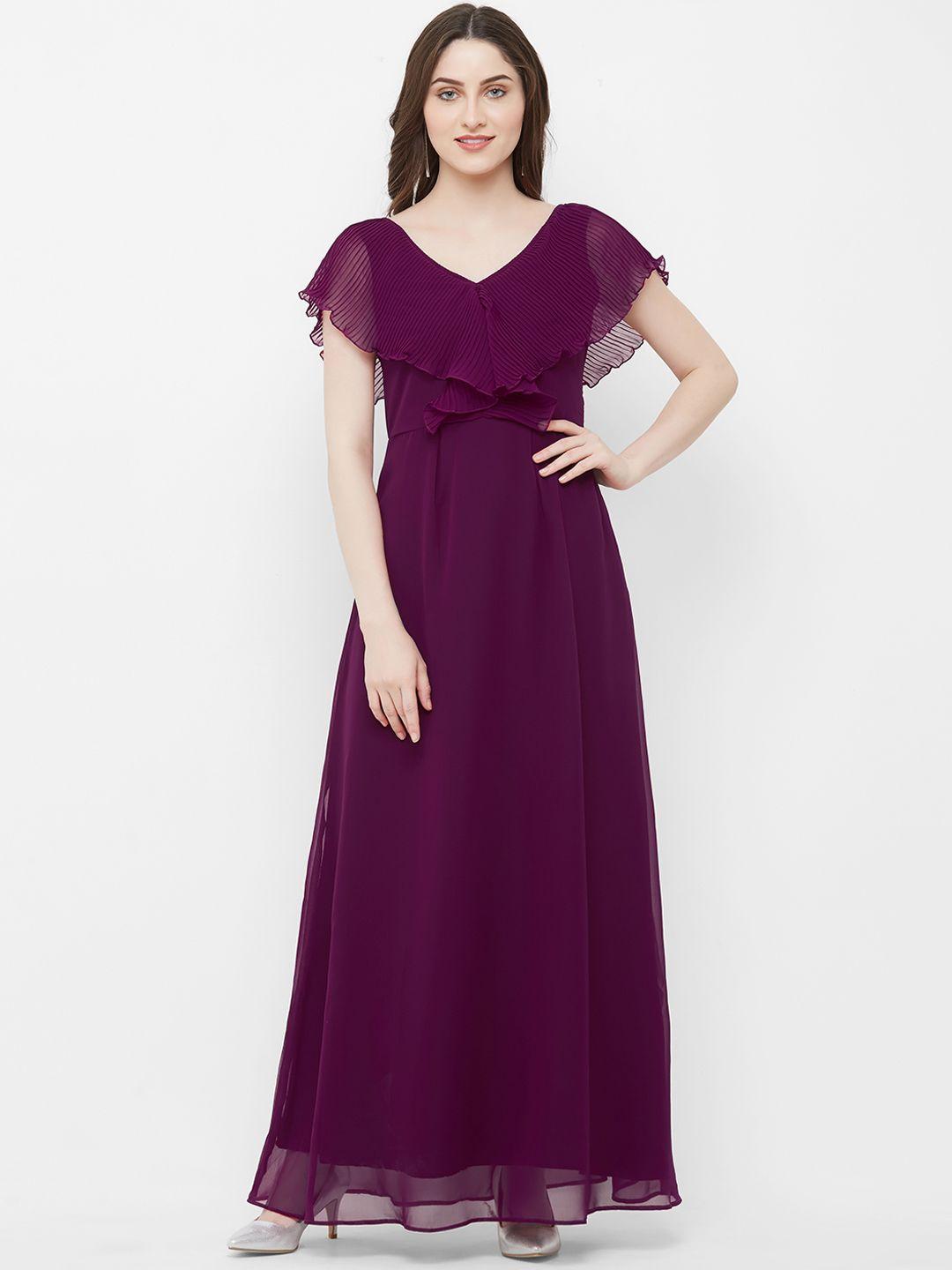 mish women purple solid maxi dress