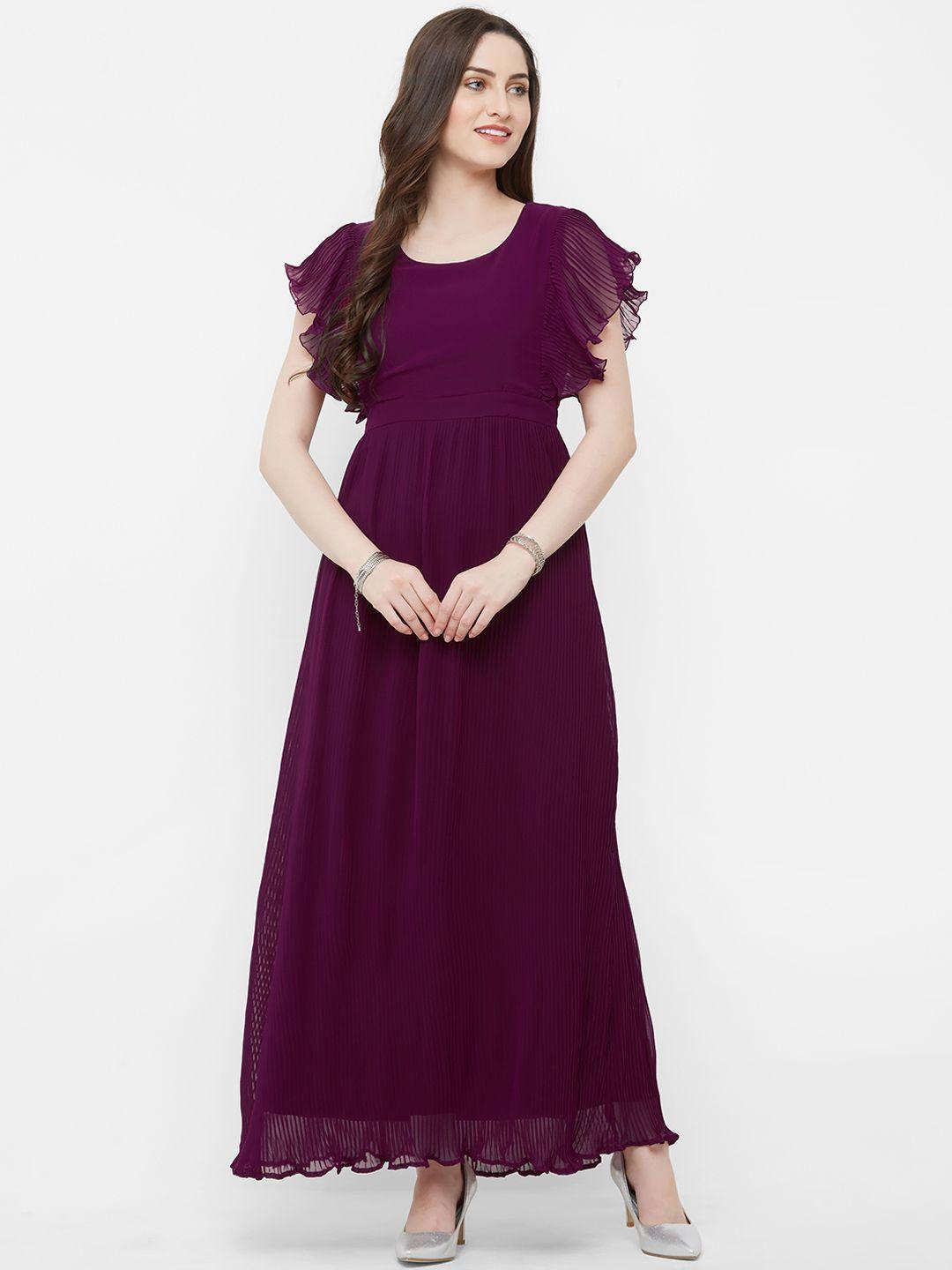 mish women purple solid maxi dress