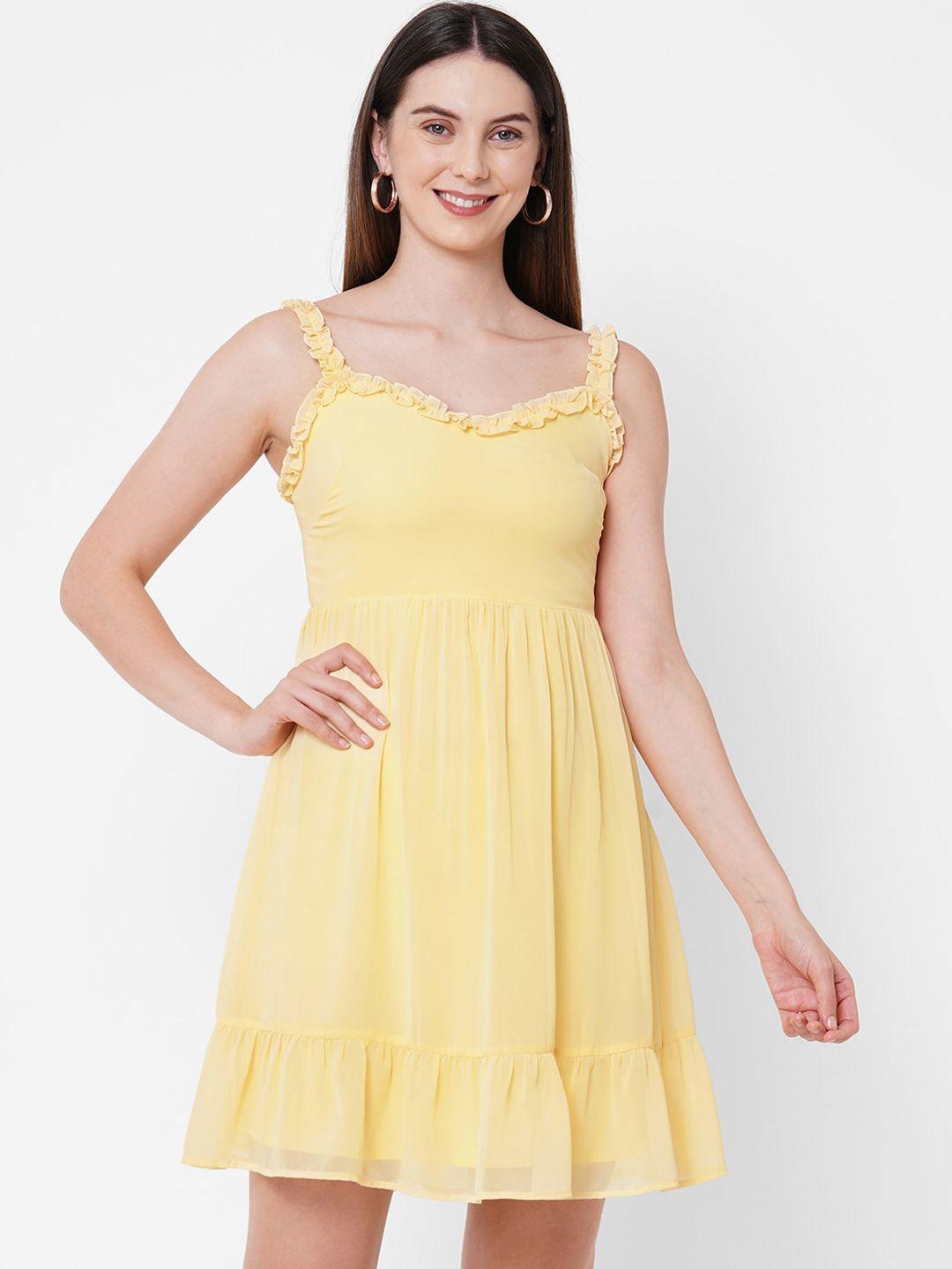 mish women yellow georgette dress