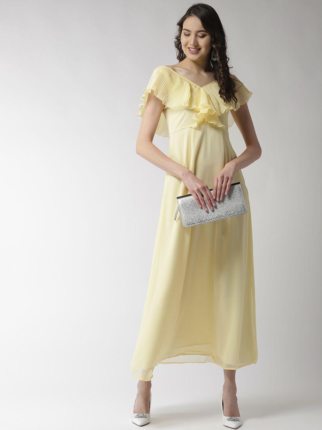 mish women yellow solid maxi dress