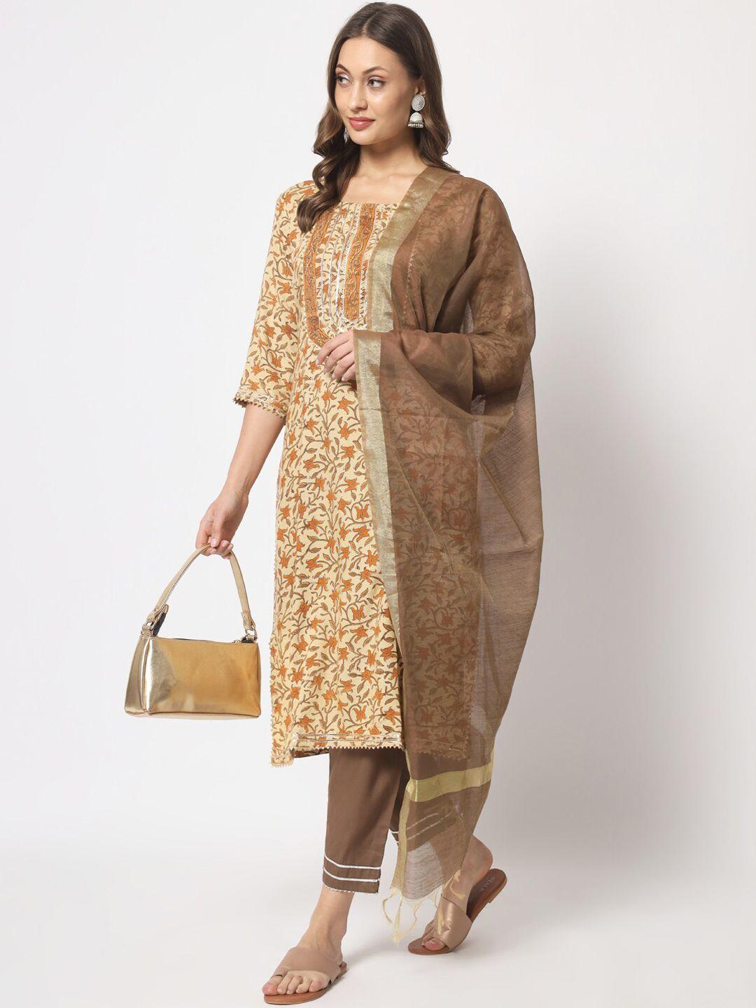 mishpra floral printed gotta patti kurta with trousers & dupatta