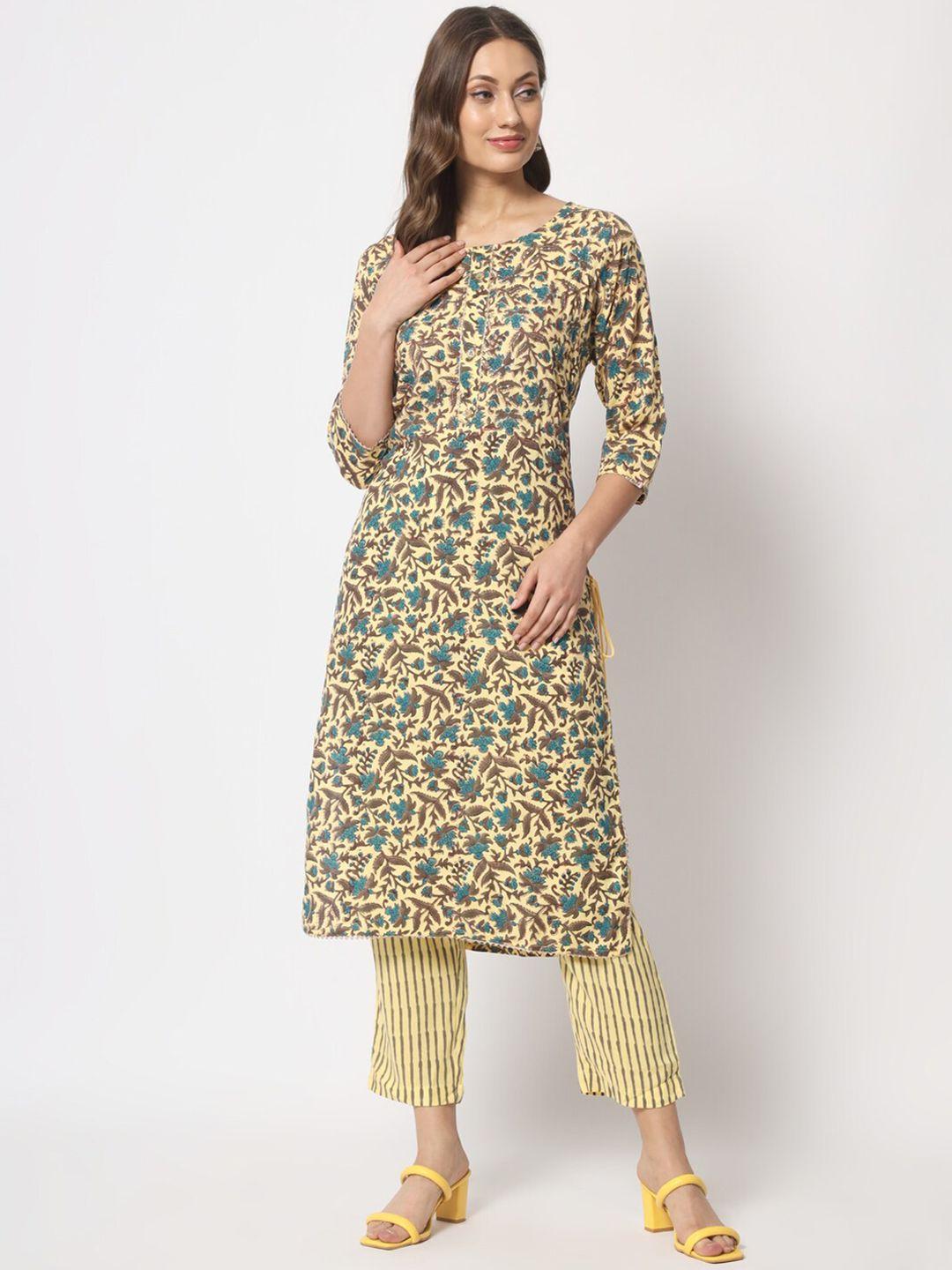 mishpra sequined floral printed kurta with trousers