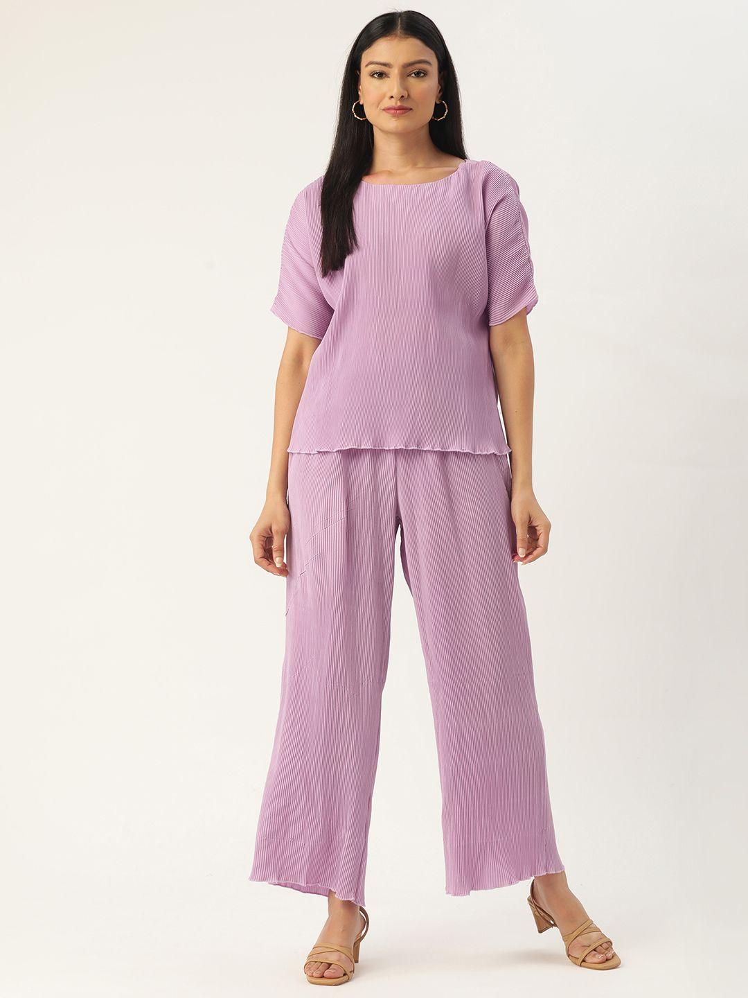 misri women lavender top with palazzos
