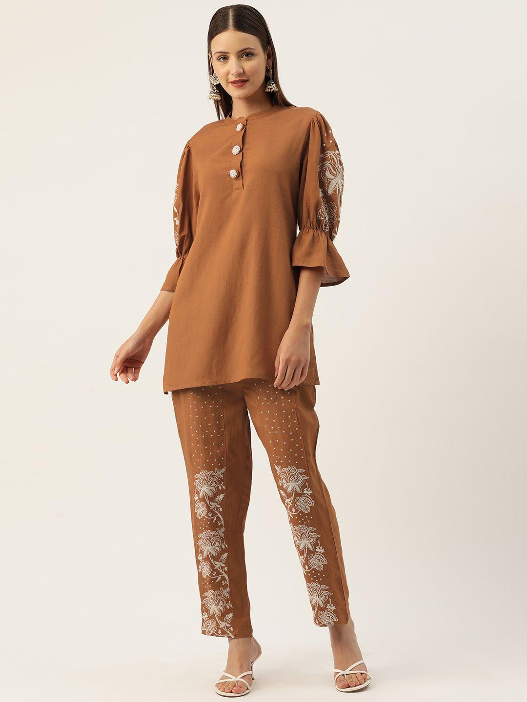 misri embroidered pure cotton ethnic tunic with trousers