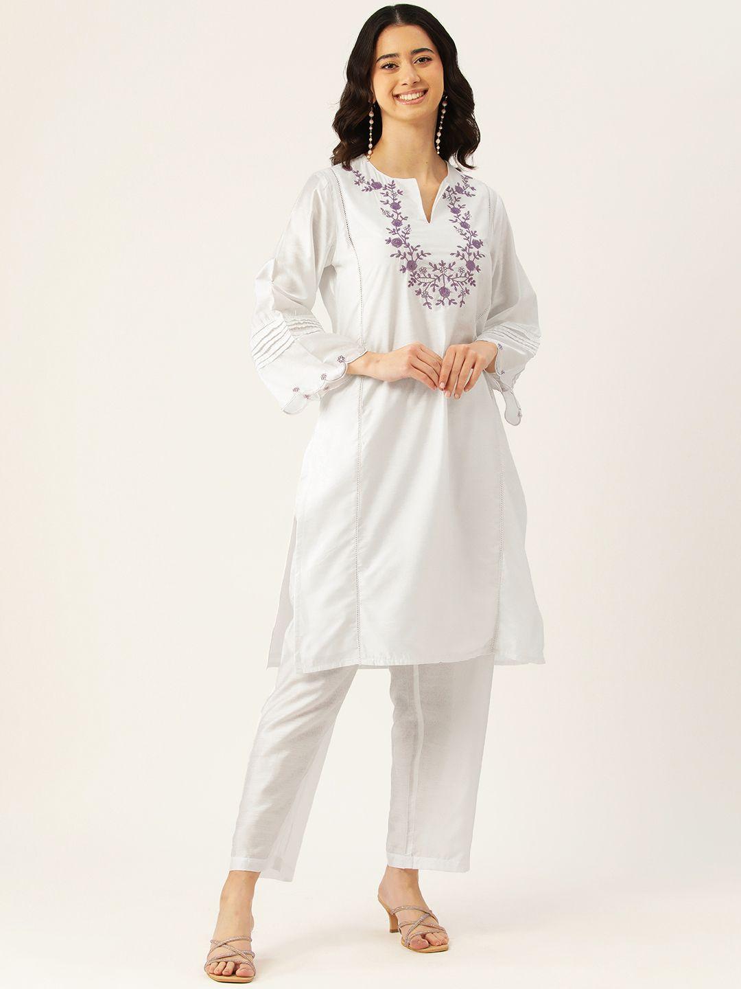 misri floral embroidered pure cotton kurta with palazzos