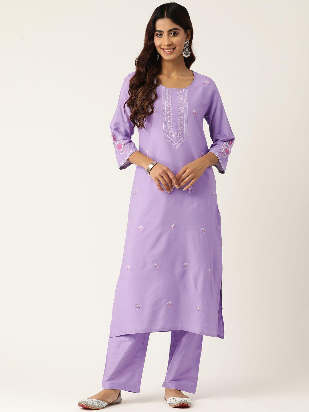 misri floral embroidered regular sequinned kurta with trousers