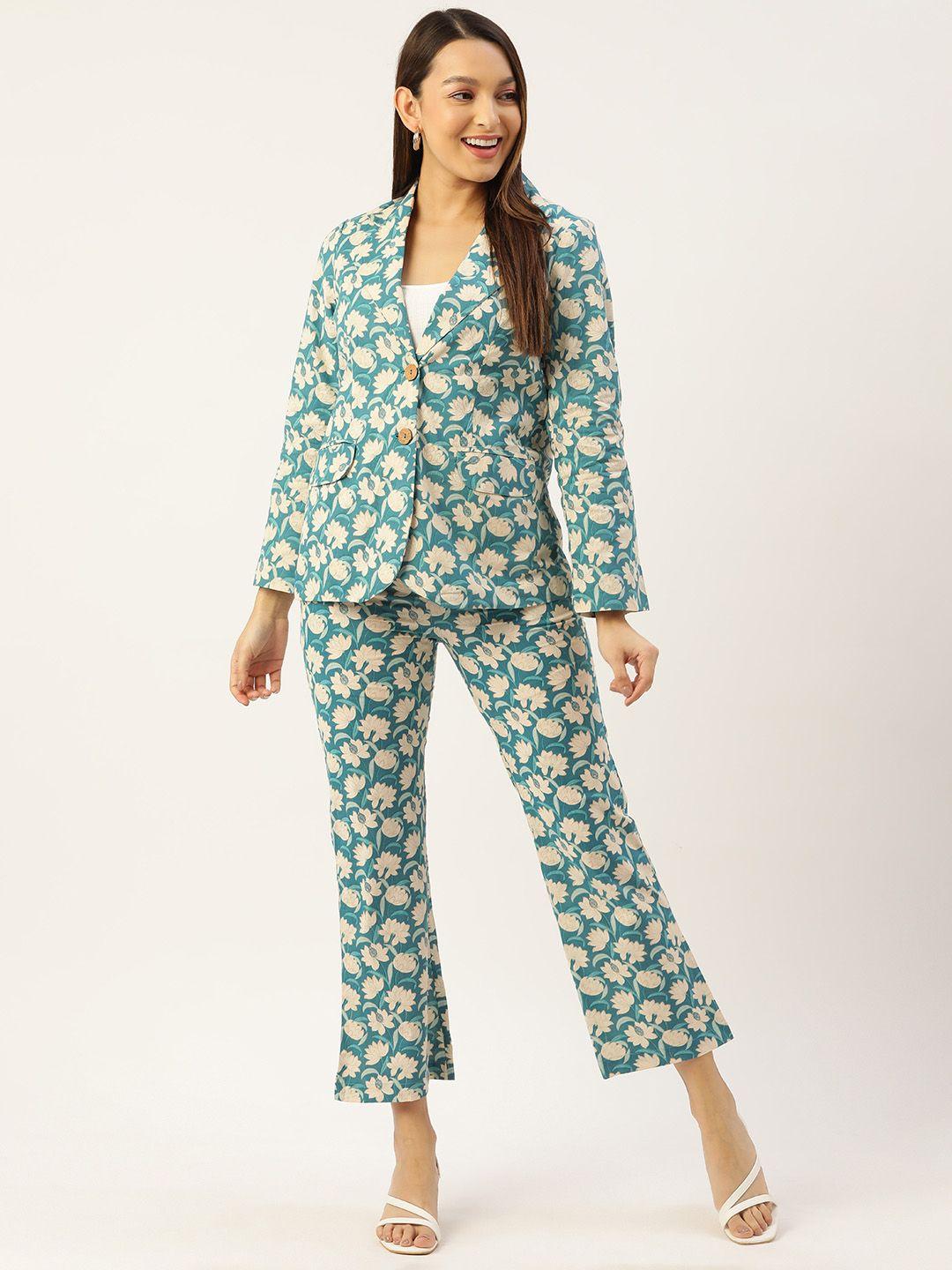 misri printed cotton blazer with trousers