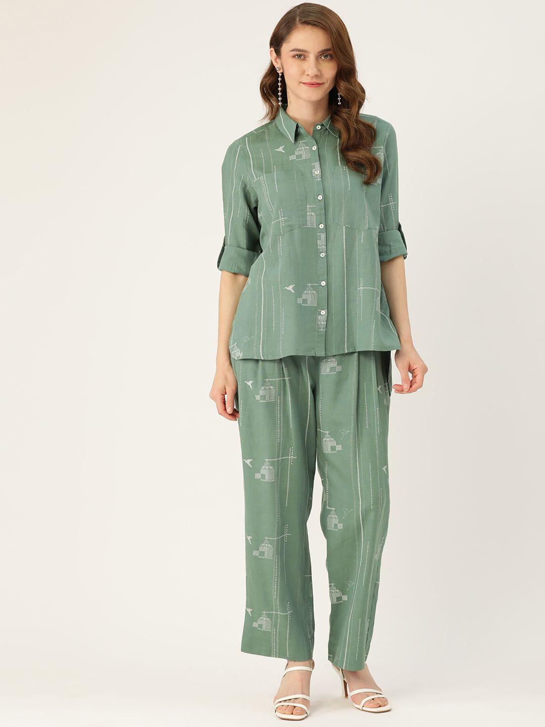 misri printed pure cotton shirt with palazzos