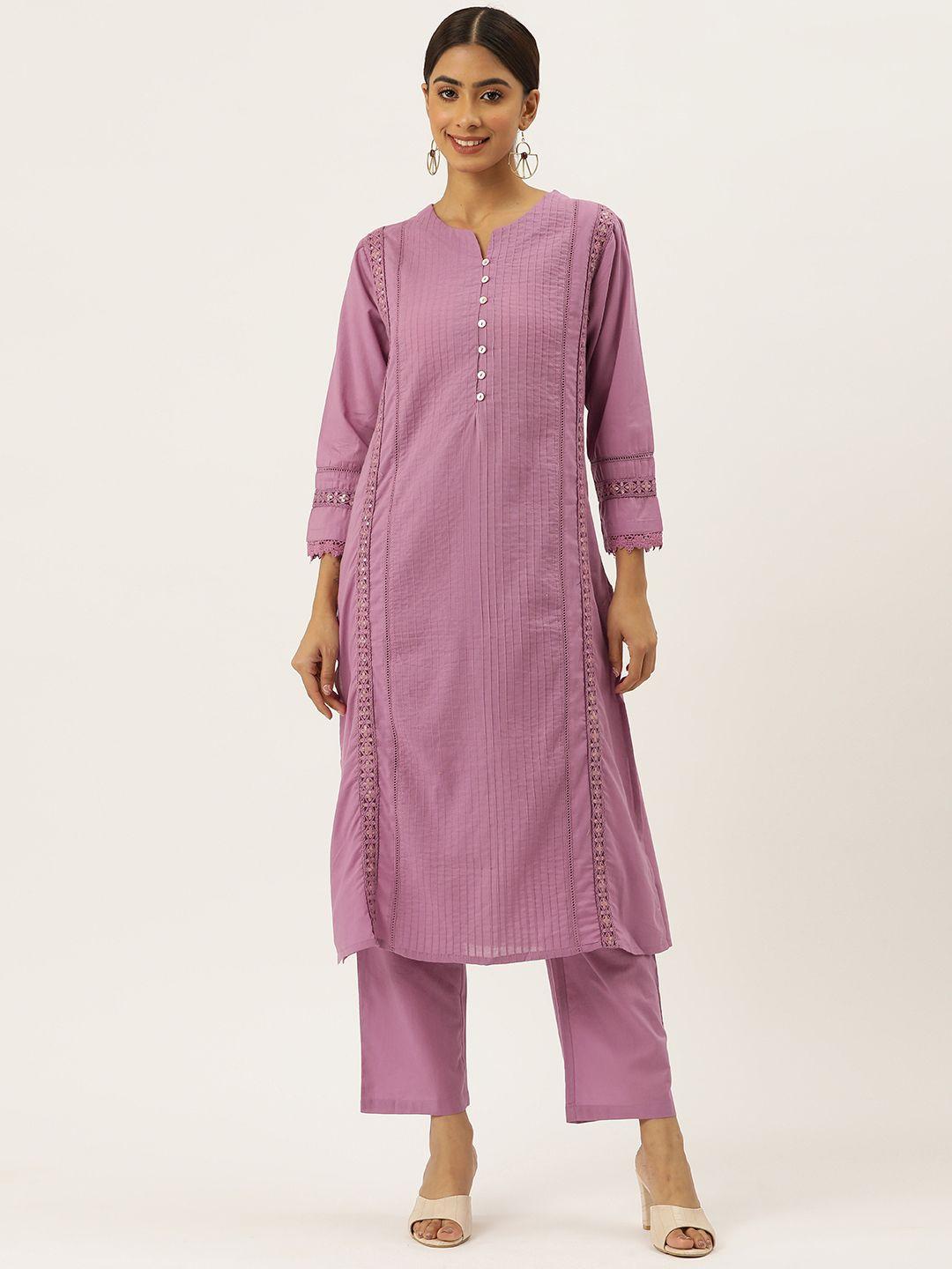 misri regular sequinned pure cotton kurta with trousers