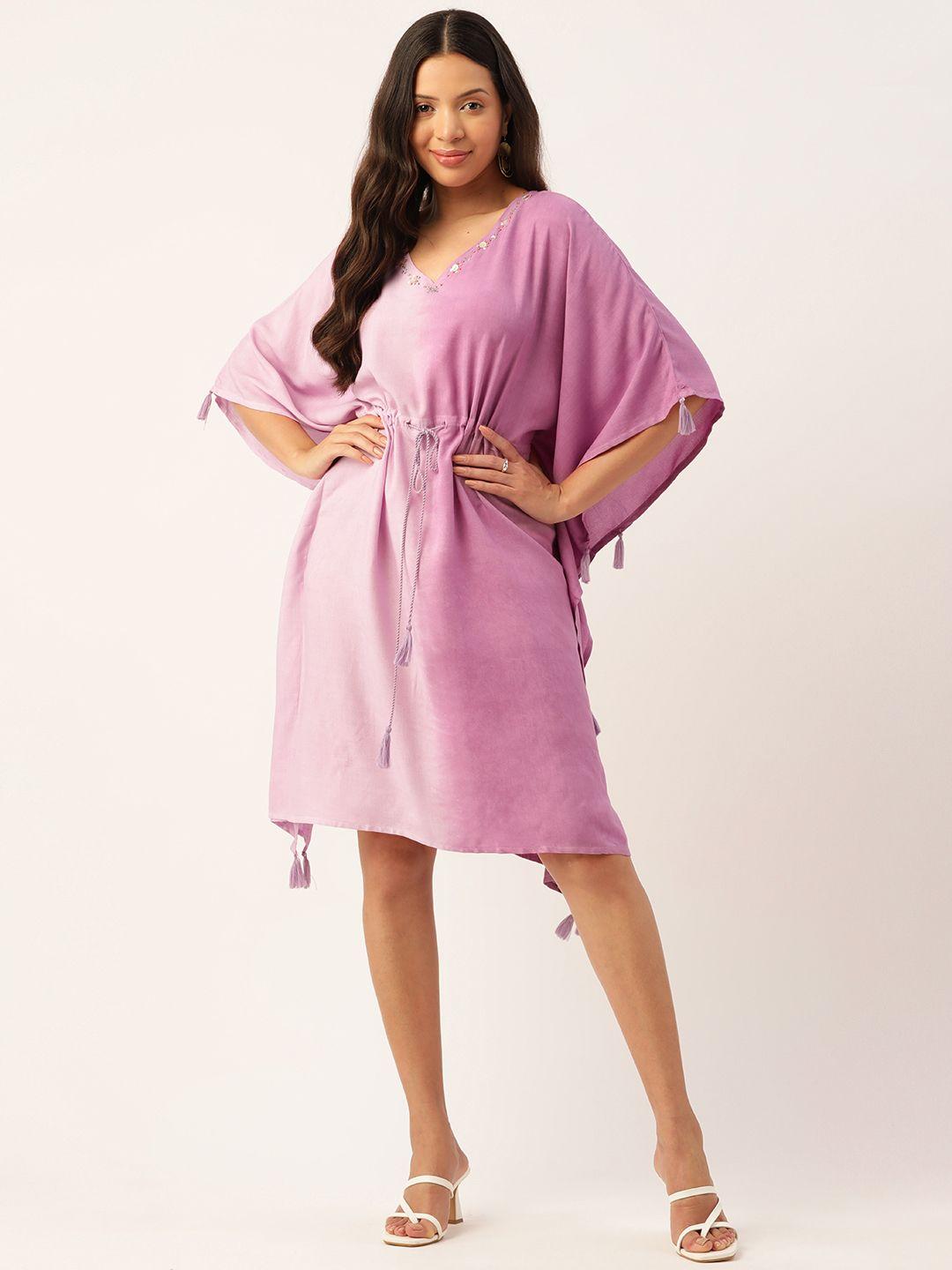 misri tie and dye embellished kaftan dress with tie-ups detail