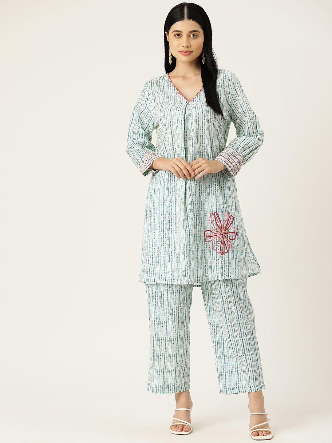 misri women embroidered cotton tunic with palazzos