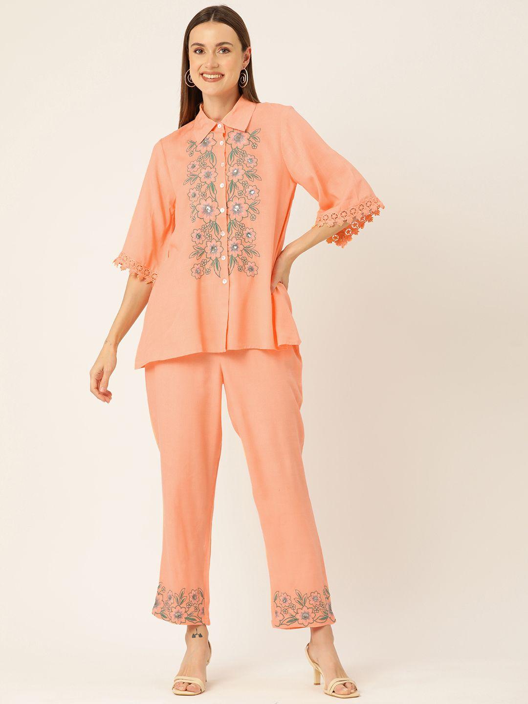 misri women floral embroidered tunic with trousers