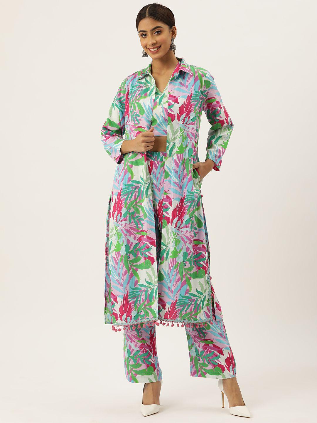 misri women printed top with trousers & with jacket