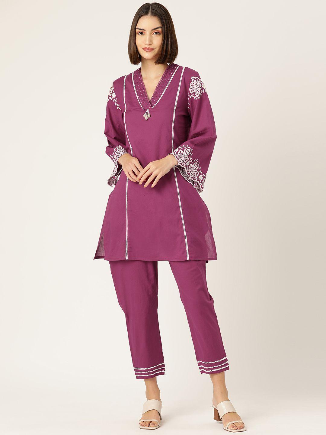 misri women regular pure cotton kurta with trousers