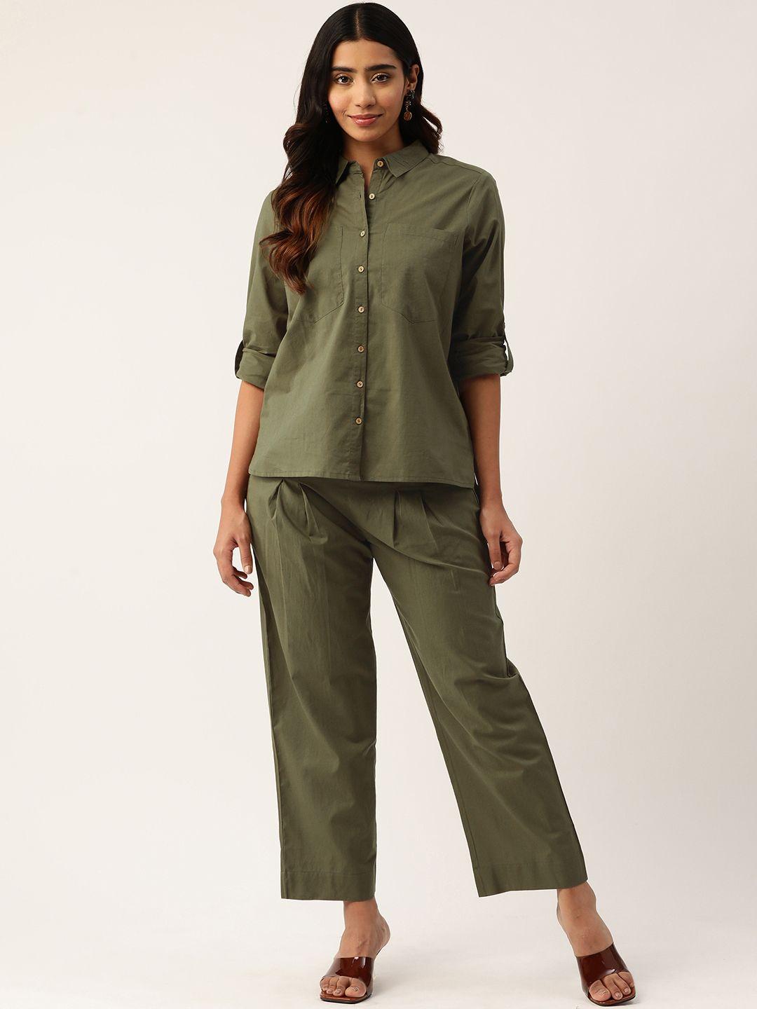 misri women solid shirt with trousers