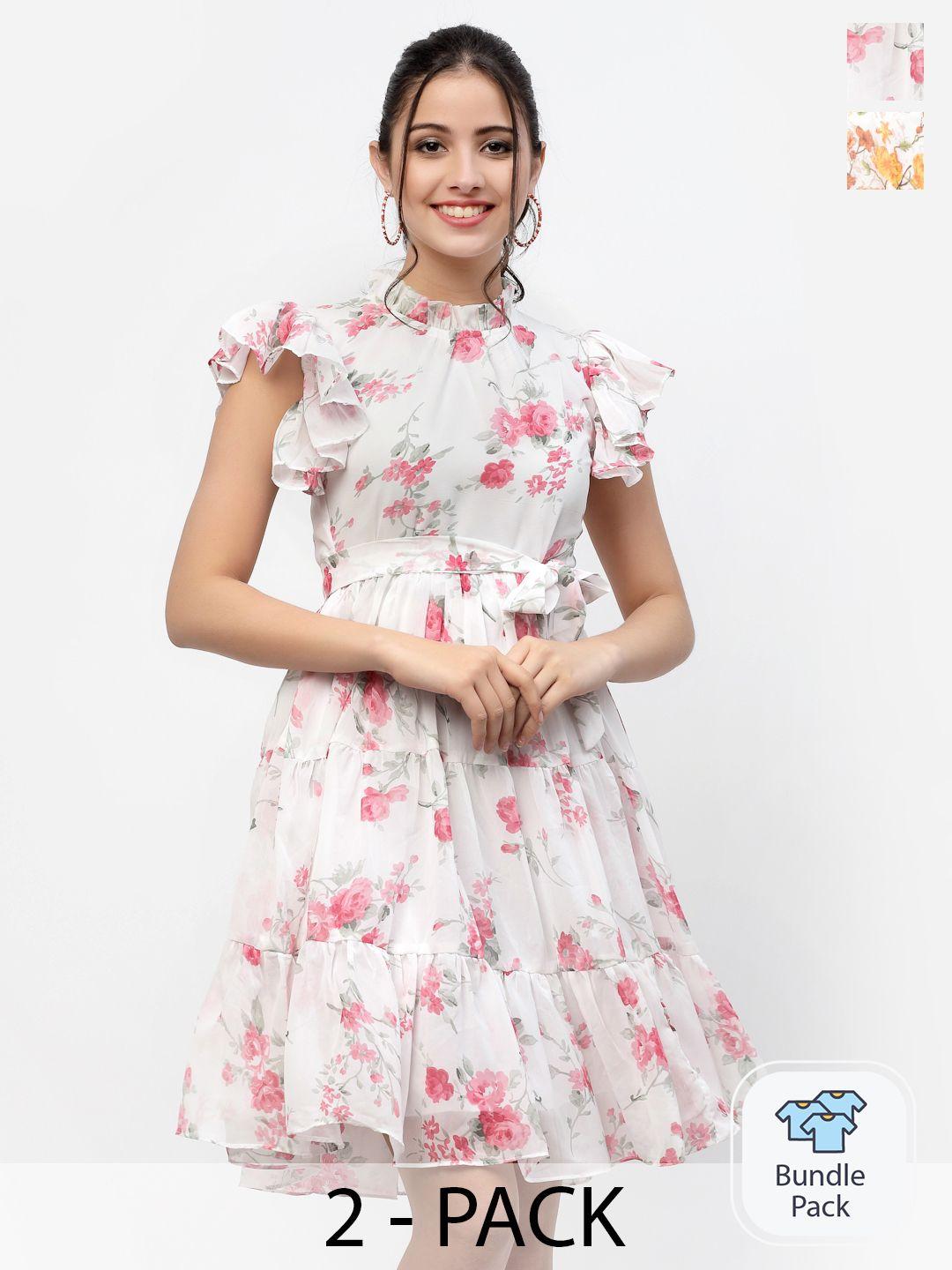 miss ayse off white pack of 2 floral dresses
