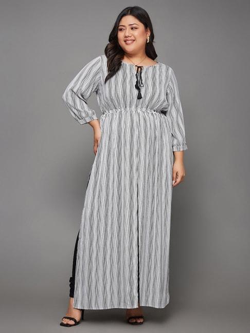 miss chase a+ black & white striped maxi top