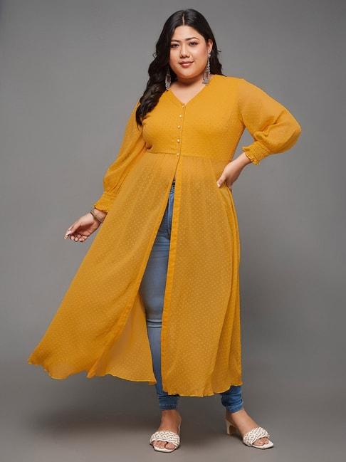 miss chase a+ mustard self design maxi top