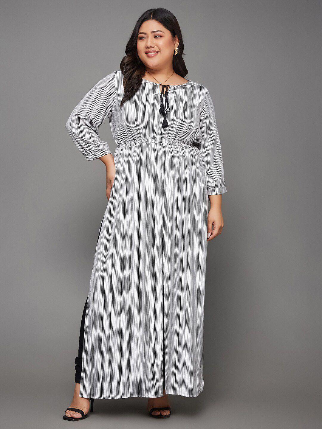 miss chase a+ striped crepe maxi longline top
