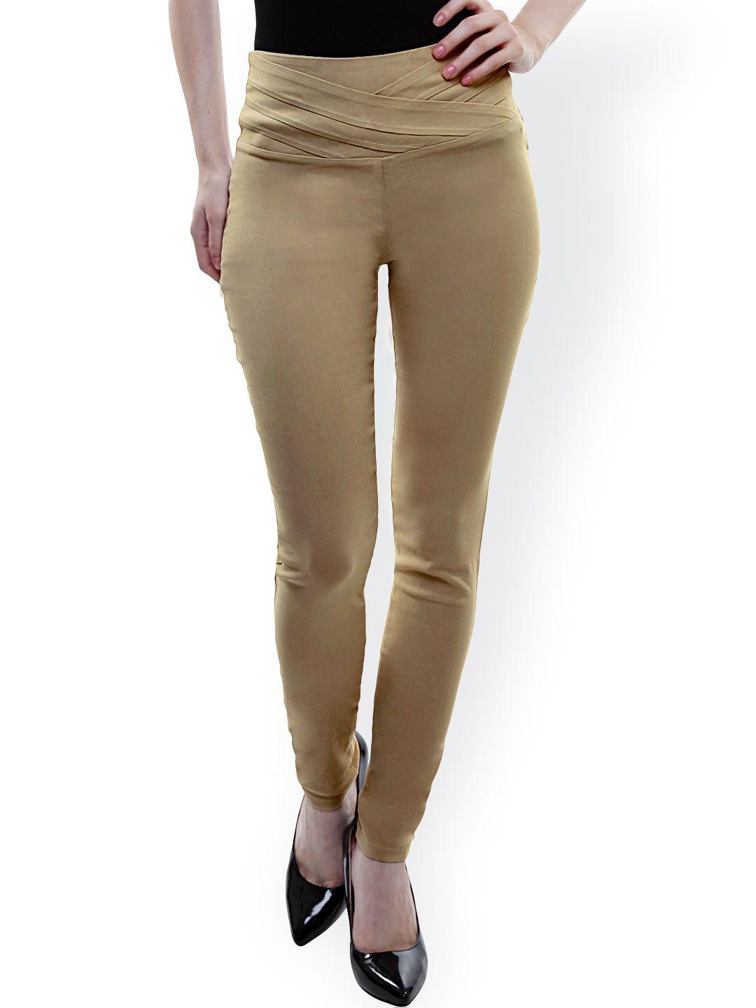 miss chase beige skinny fit trousers
