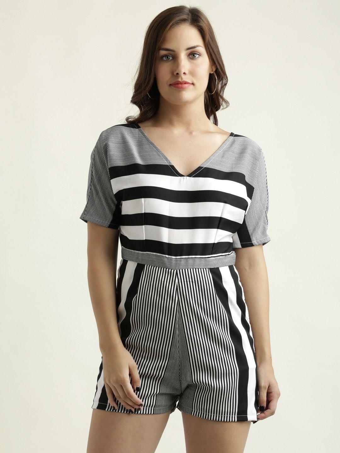 miss chase black & white striped playsuit