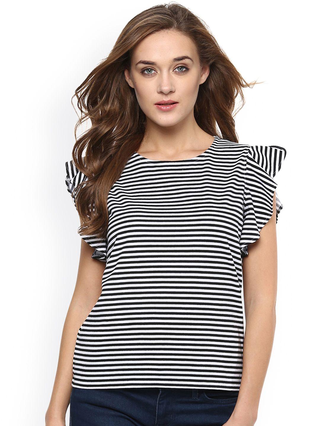 miss chase black & white striped pure cotton top
