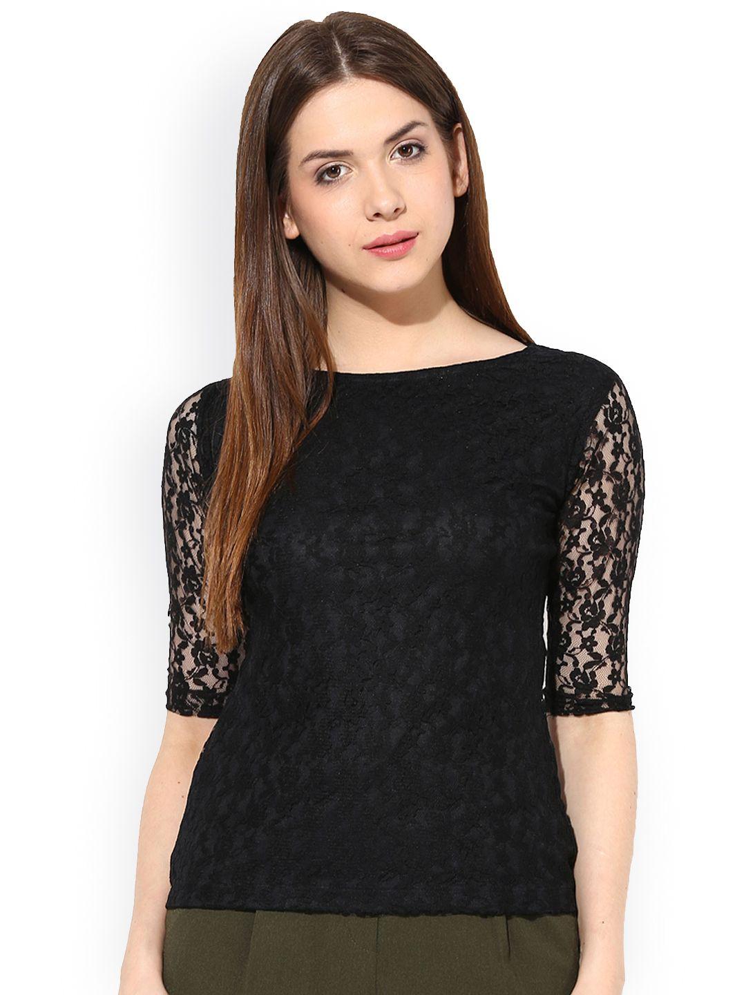 miss chase black lace top