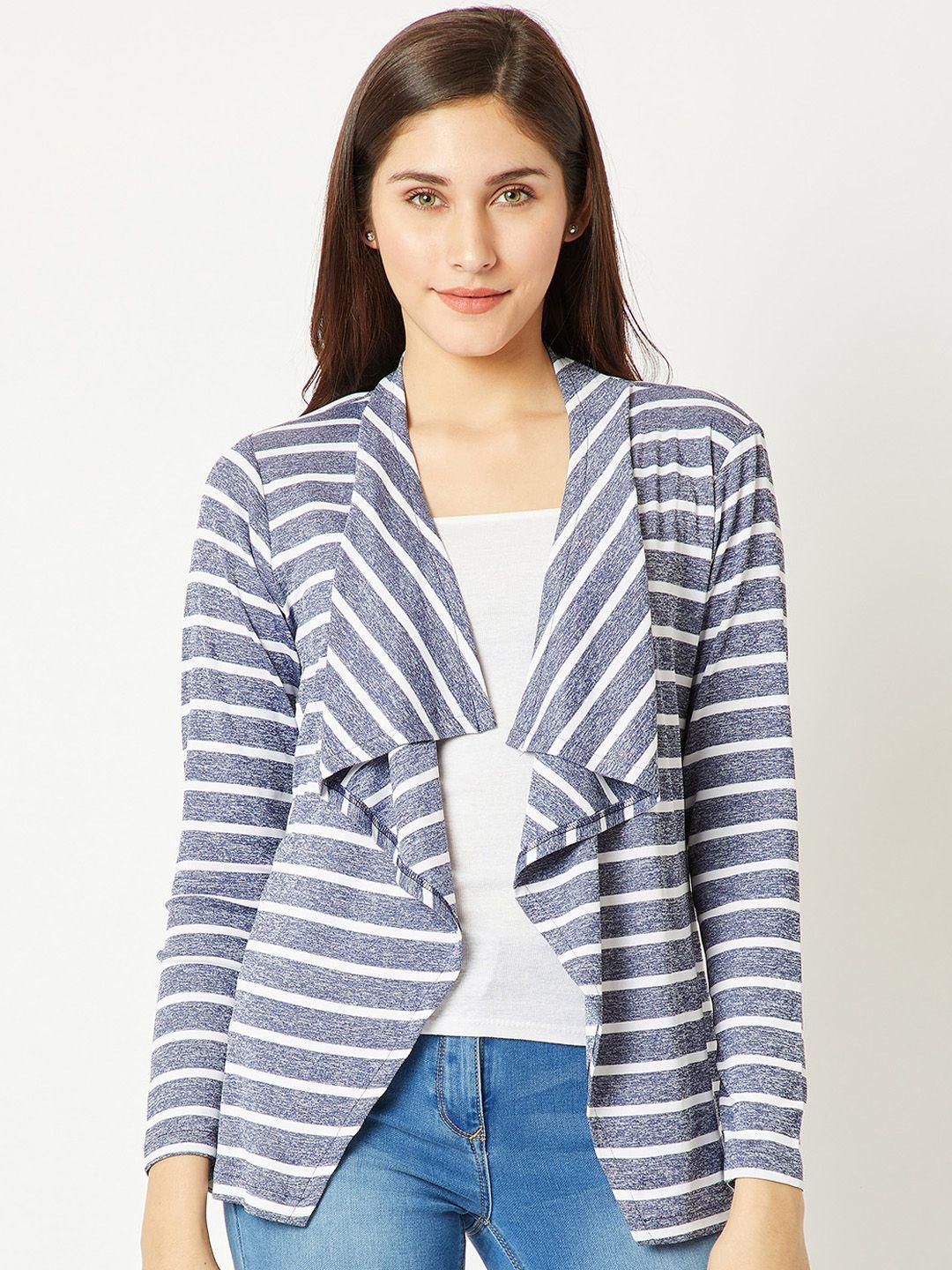 miss chase blue & white striped open front shrug