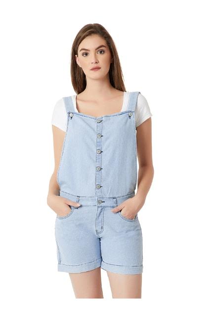 miss chase blue above knee dungaree