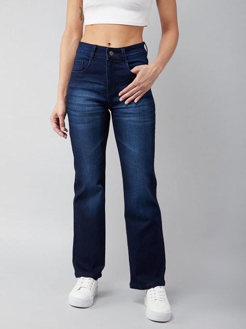 miss chase blue cotton mid rise jeans