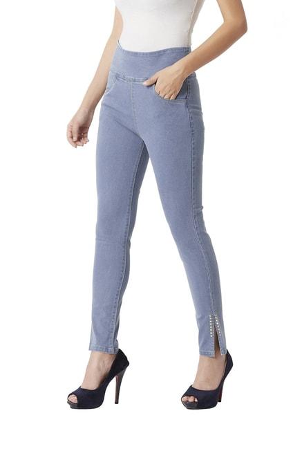 miss chase blue cotton skinny fit jeggings