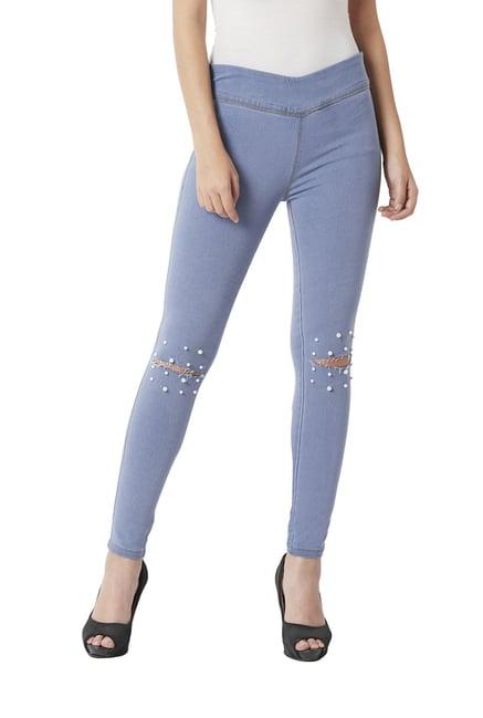 miss chase blue cotton super skinny fit jeggings