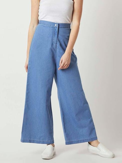 miss chase blue flat front trousers